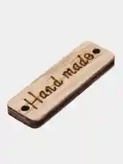 Бирка деревянная "Hand made" ("Ручная работа"), прямоугольная, с 2-мя отверстиями, 3х1 см