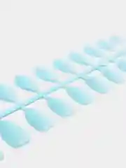 Голубой накладные ногти острые, типсы миндаль, глянцевые, с клеевыми наклейками