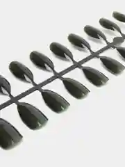 Зелёный хаки накладные ногти острые, типсы миндаль, глянцевые, с клеевыми наклейками