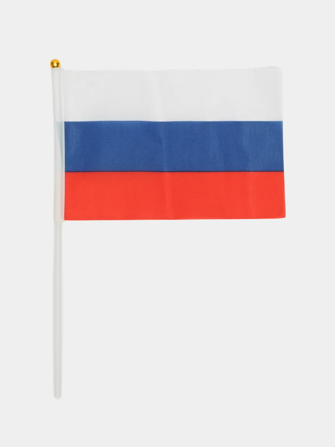 Флаг России, 14 х 21 см, шток 30 см, полиэфирный шёлк