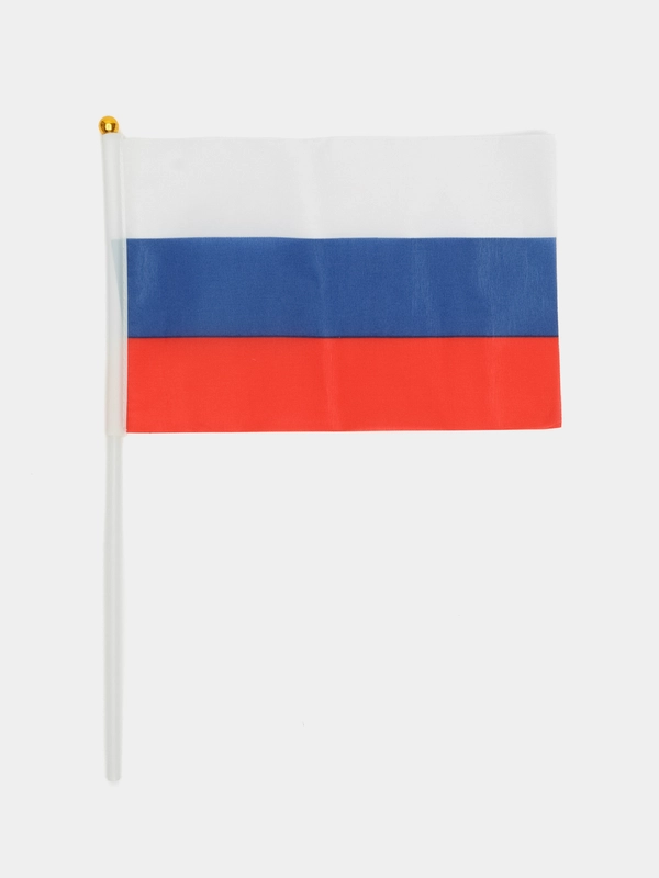 Флаг России, 14 х 21 см, шток 30 см, полиэфирный шёлк