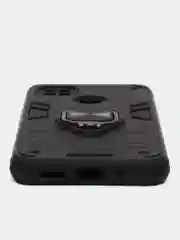 Угольный чехол для Xiaomi Redmi 9C, Redmi 10A, противоударный с металлической подставкой-кольцом