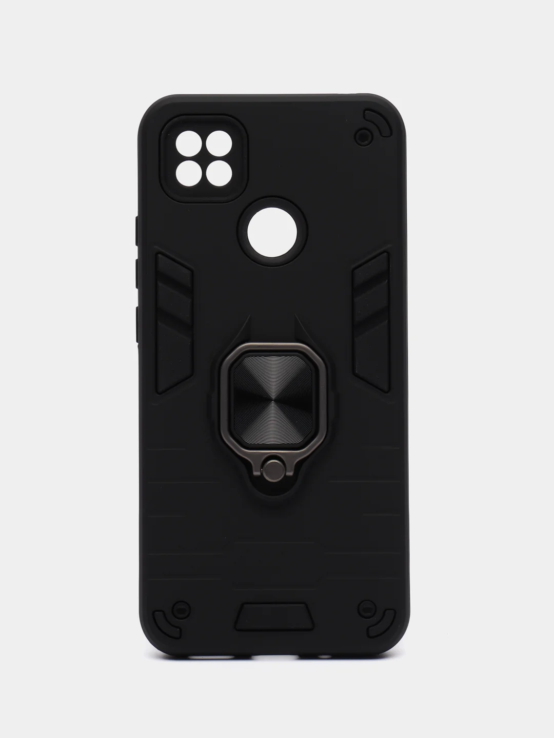 Хром чехол для Xiaomi Redmi 9C, Redmi 10A, противоударный с металлической подставкой-кольцом