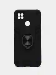 Хром чехол для Xiaomi Redmi 9C, Redmi 10A, противоударный с металлической подставкой-кольцом