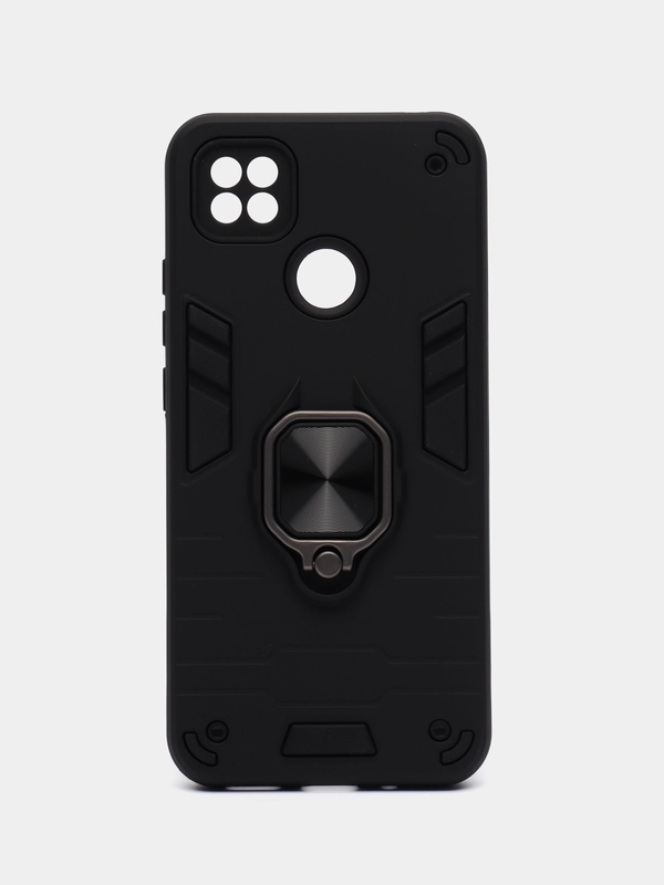Чехол для Xiaomi Redmi 9C, Redmi 10A, противоударный с металлической подставкой-кольцом