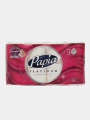 Туалетная бумага пятислойная PAPIA PLATINUM WHITE 5 слоев, 8 рулонов / Бумага туалетная