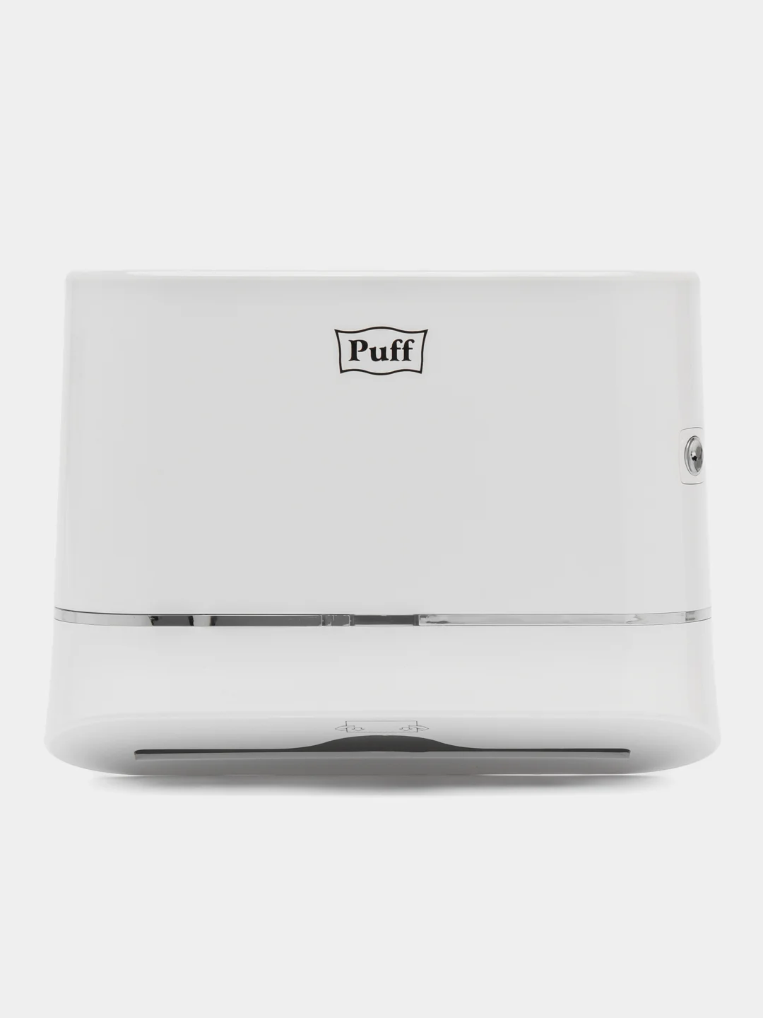 Белый 1402.008 Диспенсер бумажных полотенец Puff-5135, белый, с замком, ABS-пластик