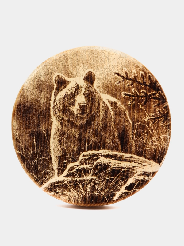 Доска разделочная деревянная из массива кедра, круглая, малая 18x18х2,2 см