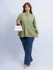 Зелёный хаки рубашка женская оверсайз
