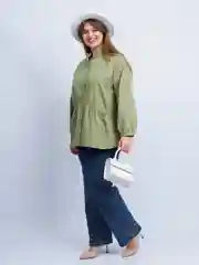 Зелёный хаки рубашка женская оверсайз