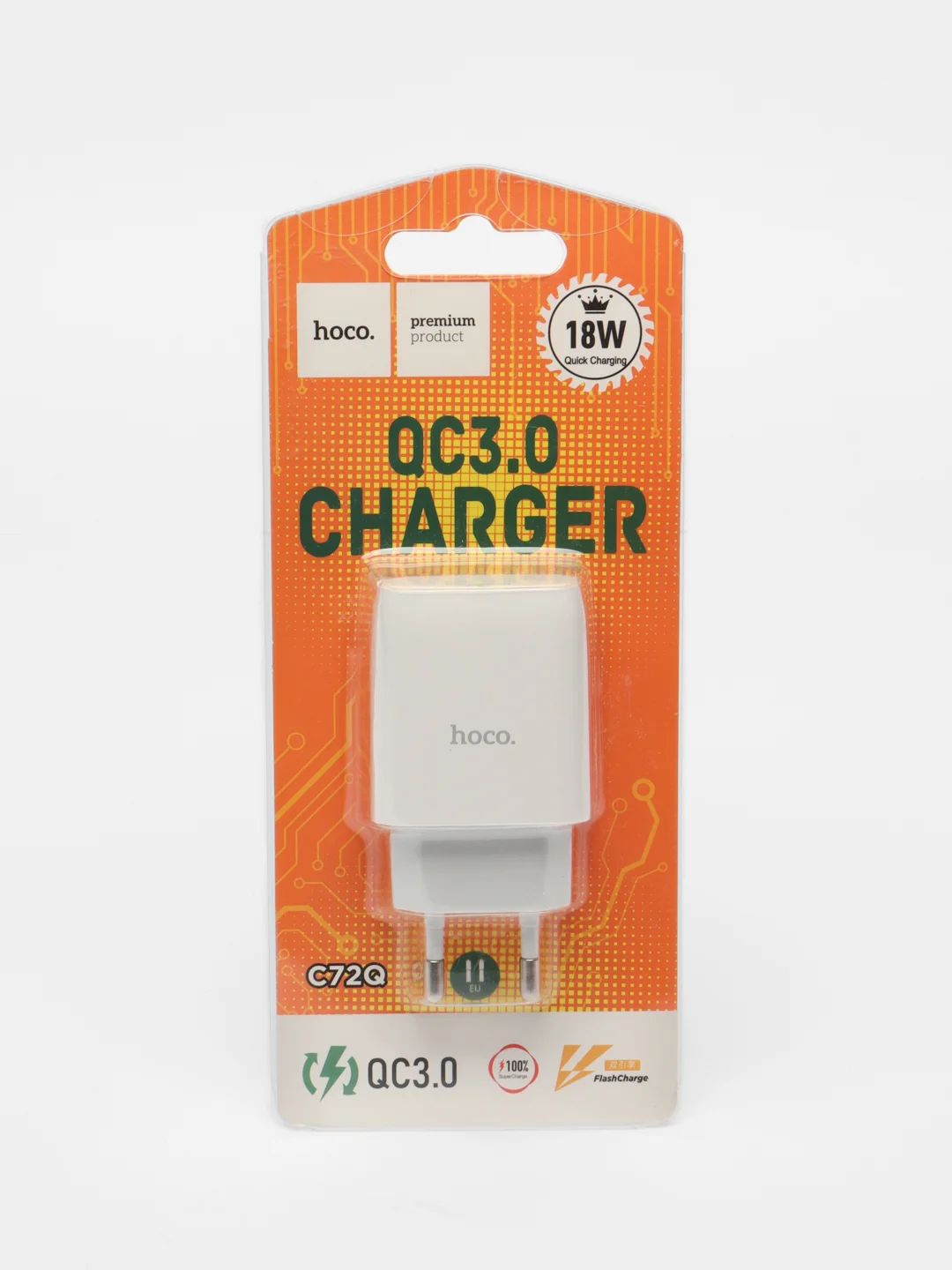 Сетевое зарядное устройство Hoco C72Q с быстрой зарядкой QC 3.0, один выход USB 18W 3A