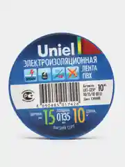 Изолента ПВХ, 15 мм x 10 м, Uniel, синий цвет