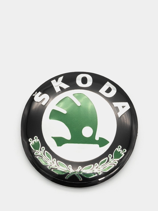Наклейки на диски, колпаки Skoda сферические, изогнутые, 56-65 мм, 4 штуки