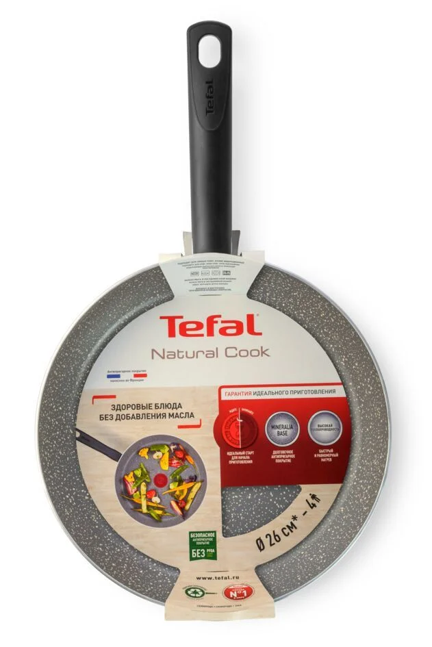 Сковорода Tefal Natural Cook 24, 26, 28 см, глубокая, с индикатором температуры