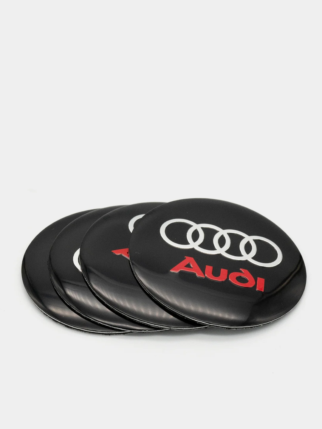 Наклейки на диски, колпаки Audi сферические, изогнутые, 56 мм, 4 штуки