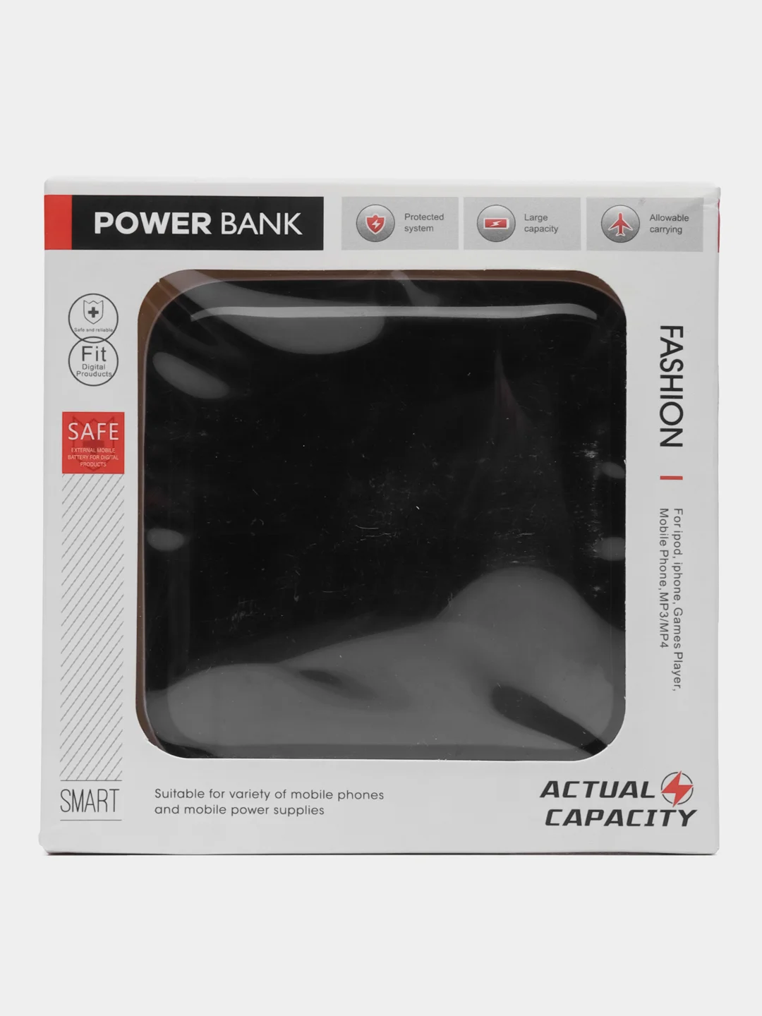 Белый внешний аккумулятор Power Bank 4500 mAh, Powerbank повербанк, с проводами