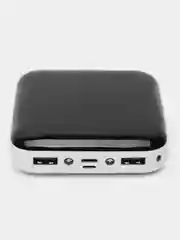 Белый внешний аккумулятор Power Bank 4500 mAh, Powerbank повербанк, с проводами