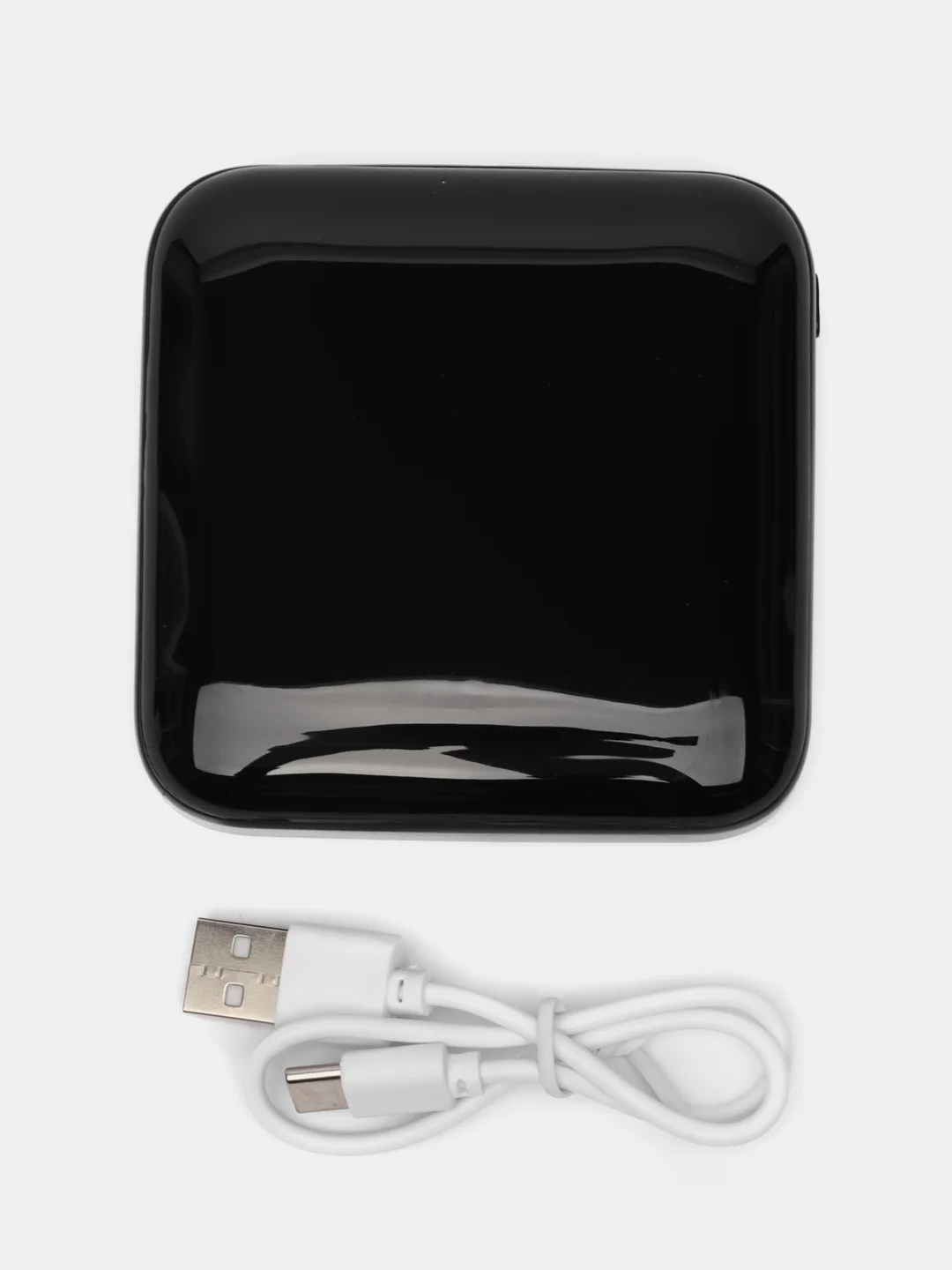 Черный внешний аккумулятор Power Bank 4500 mAh, Powerbank повербанк, с проводами