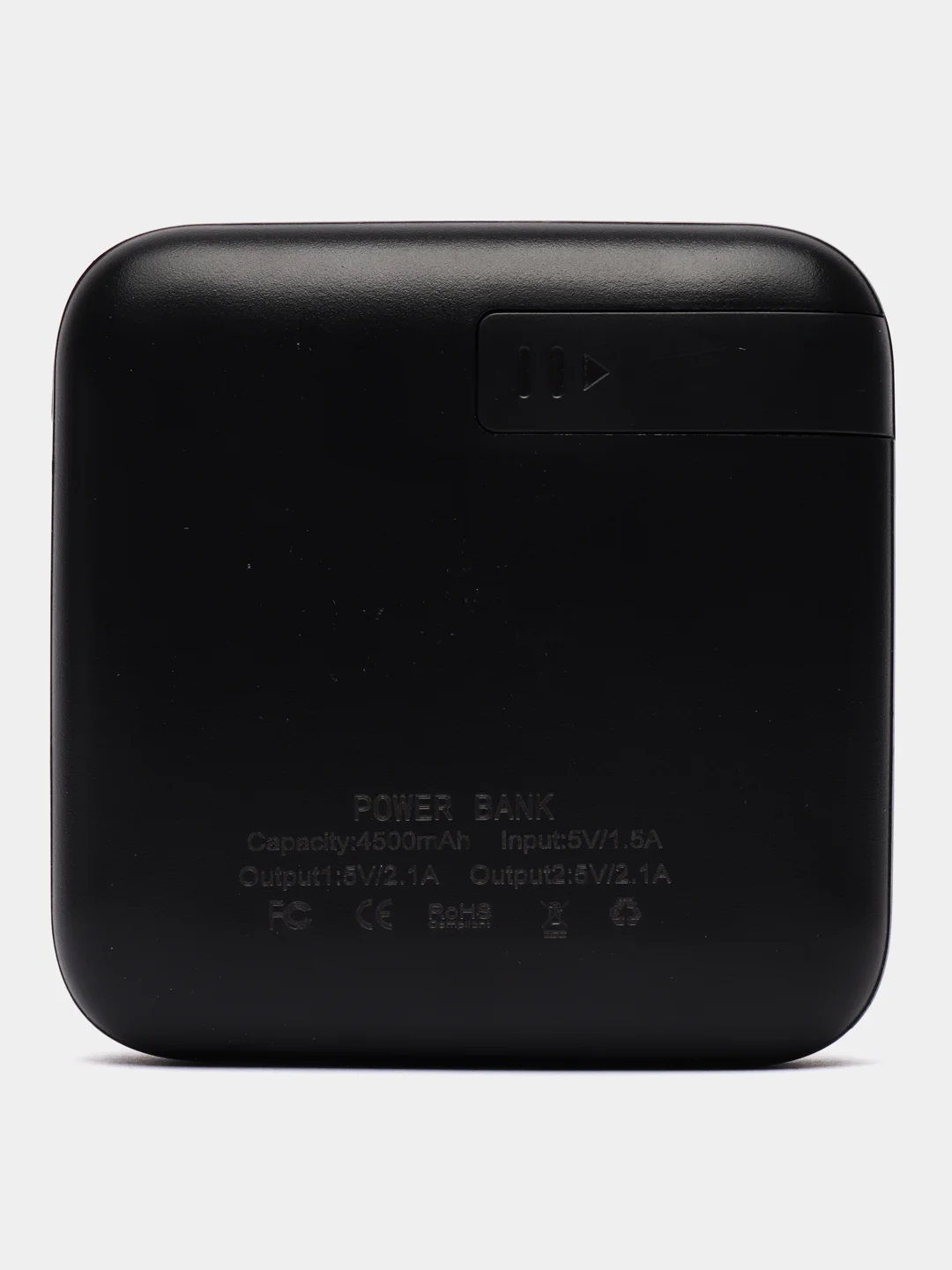 Черный внешний аккумулятор Power Bank 4500 mAh, Powerbank повербанк, с проводами