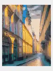 Бирюзовый картины по номерам на подрамнике, 50х40 см, города и архитектура