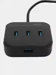 Черный переходник 4 в 1 Type-C 20см на 4 порта USB 3.0, Хаб Hoco HB31, ШИРОКАЯ СОВМЕСТИМОСТЬ