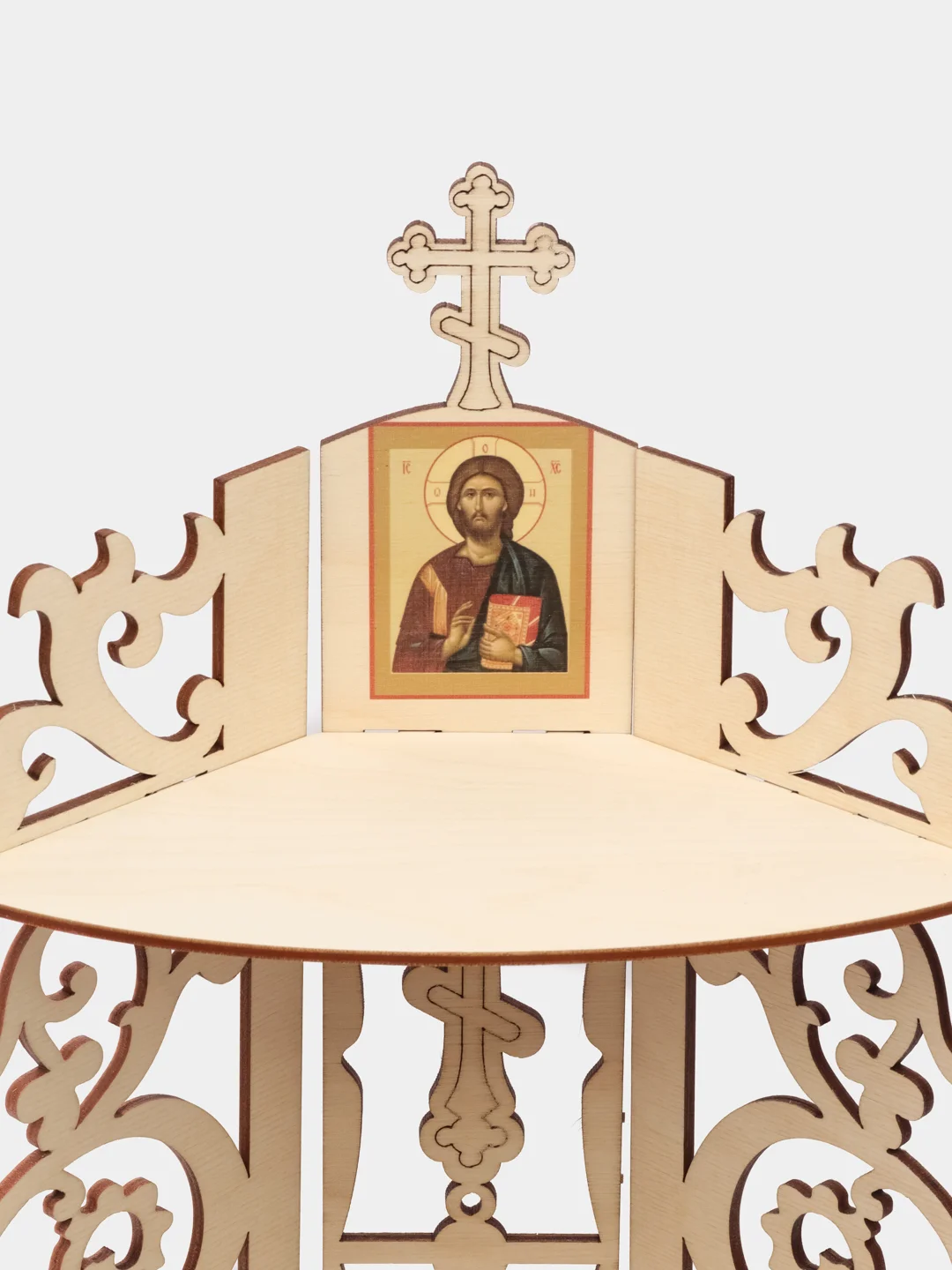Иконостас с иконой Иисуса Христа на дереве, полка для икон, киот, иконница, божница