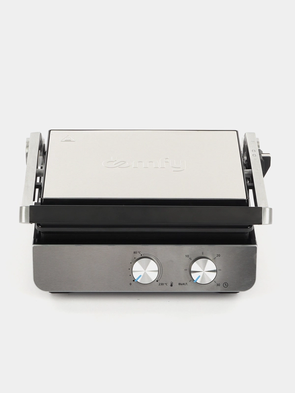 Электрогриль DOMFY Metal DSM-EG502, черный и серебристый