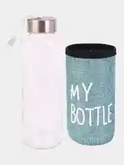 Бирюзовый бутылка для воды стеклянная, в чехле My bottle, 300 мл