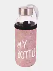 Розовый бутылка для воды стеклянная, в чехле My bottle, 300 мл