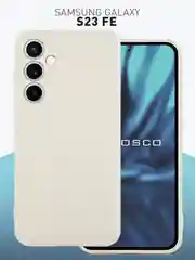 Молочный чехол для Samsung Galaxy S23 FE силиконовый ROSCO матовый / прозрачный с защитой камер