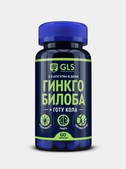 БАД к пище GLS Pharmaceuticals "Гинкго билоба + Готу кола", 60 капсул