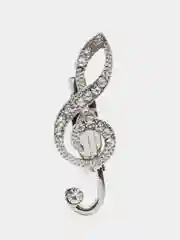 Серебряный красивая брошь Скрипичный ключ на подарок