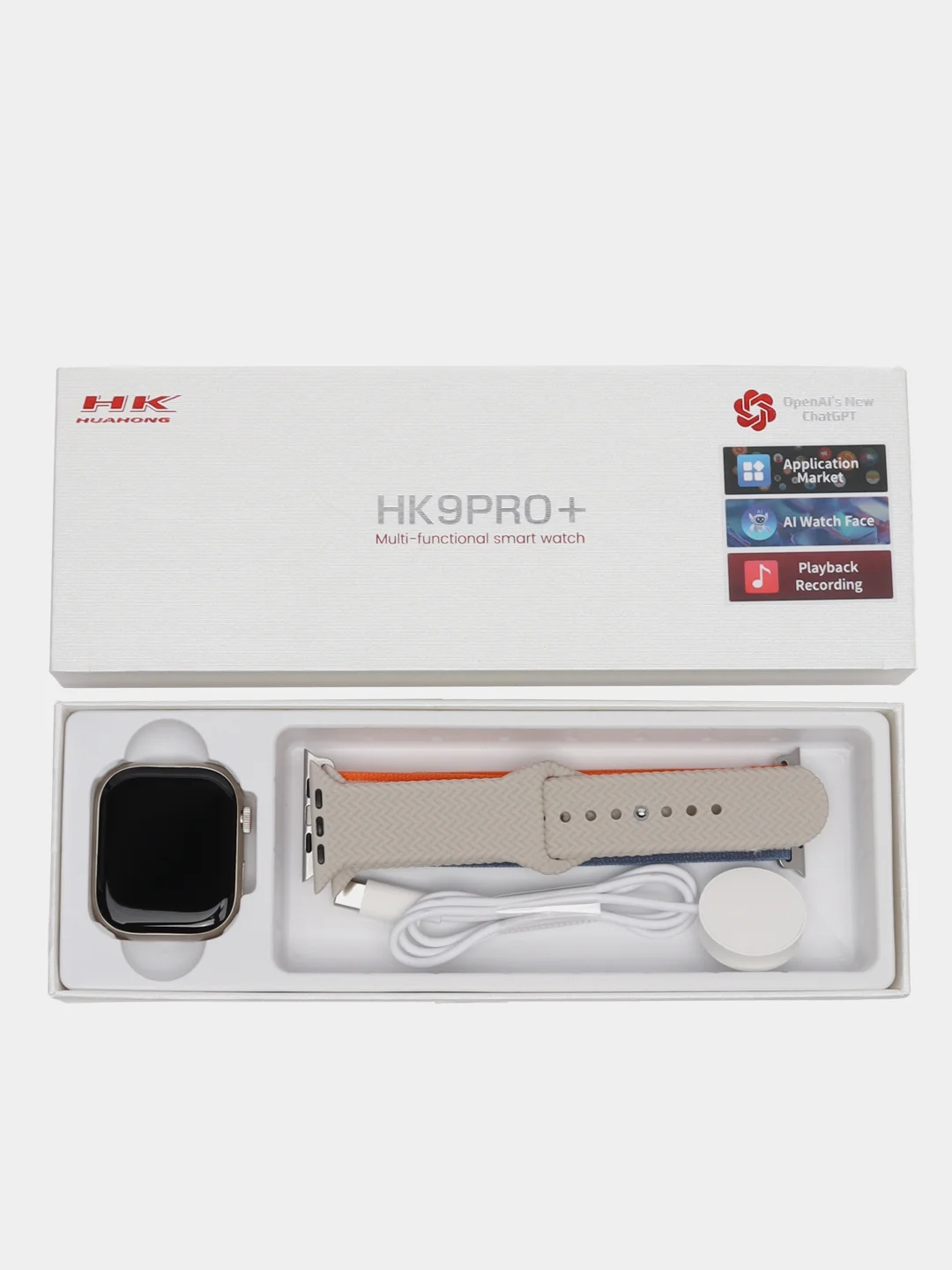 Серебряный смарт-часы HK 9 Pro Plus, Amoled экран, с поддержкой звонков и смс, 45 мм