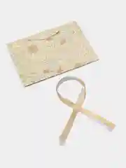 Серый пакет подарочный бумажный новогодний с мраморным принтом, с атласными лентами