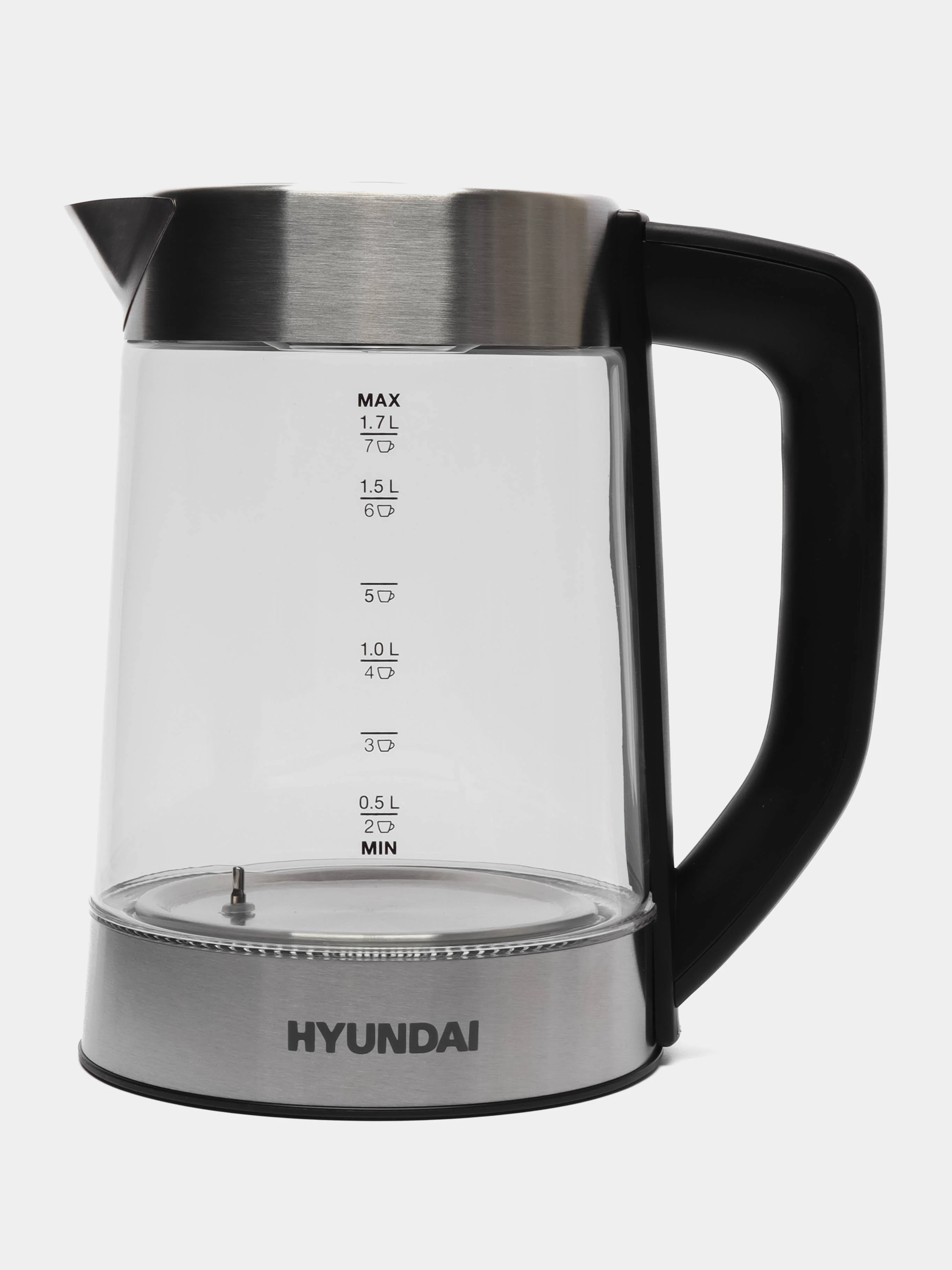 Чайник электрический Hyundai HYK-G7406, 2200 Вт, черный и серебристый