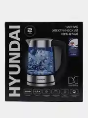 Чайник электрический Hyundai HYK-G7406, 2200 Вт, черный и серебристый