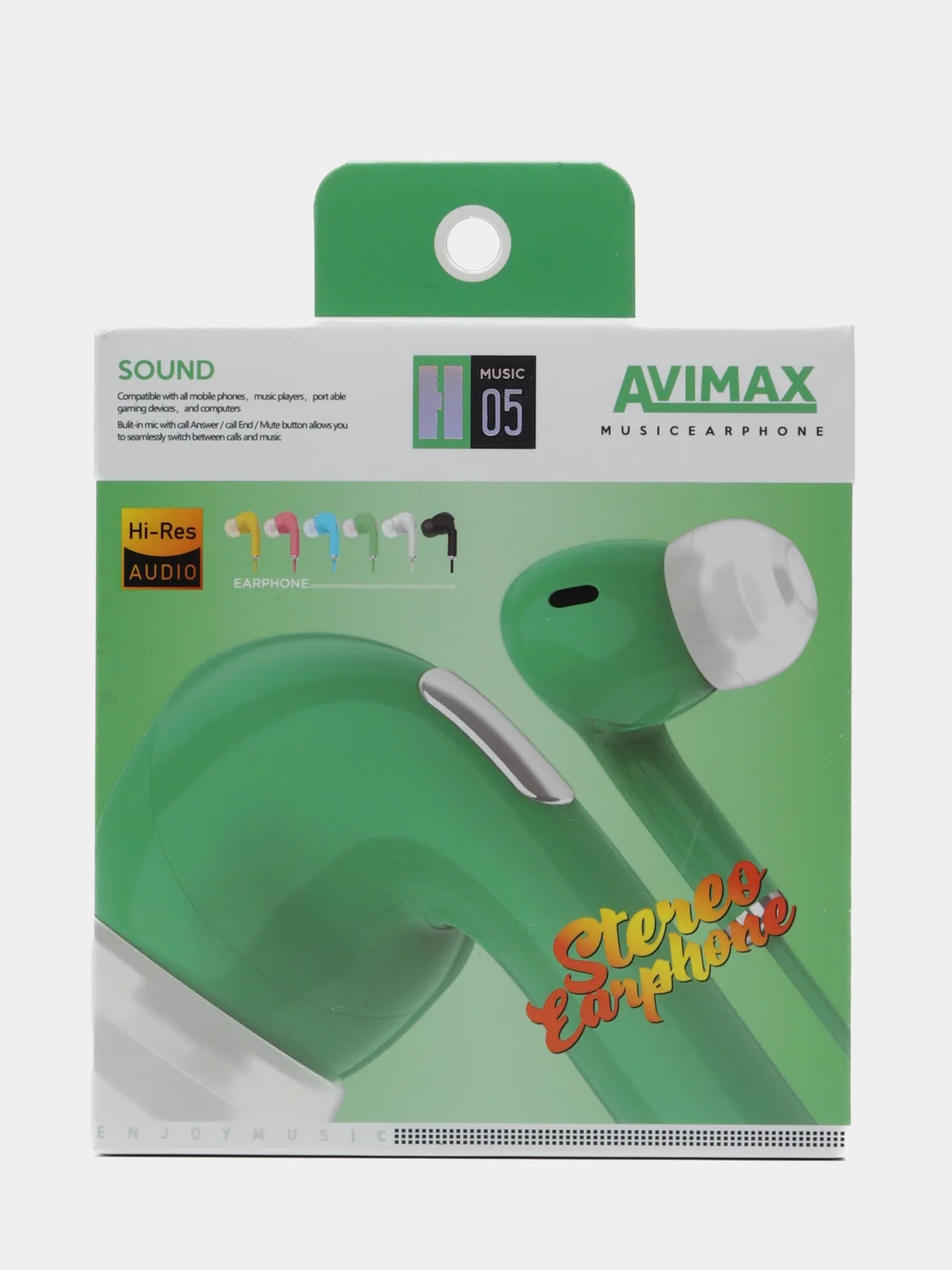 Зеленый наушники с микрофоном, с разъёмом Jack 3.5 mm, Avimax