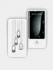 Черный внешний аккумулятор, Power Bank, со встроенными проводами, Lightning, Type-C
