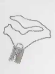 Серебряный украшение-цепочка (бодичейн, сотуар), на одежду (пиджак, платье), бусы "жемчуг",  сердце