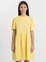 Желтый платье женское, свободное, с коротким рукавом