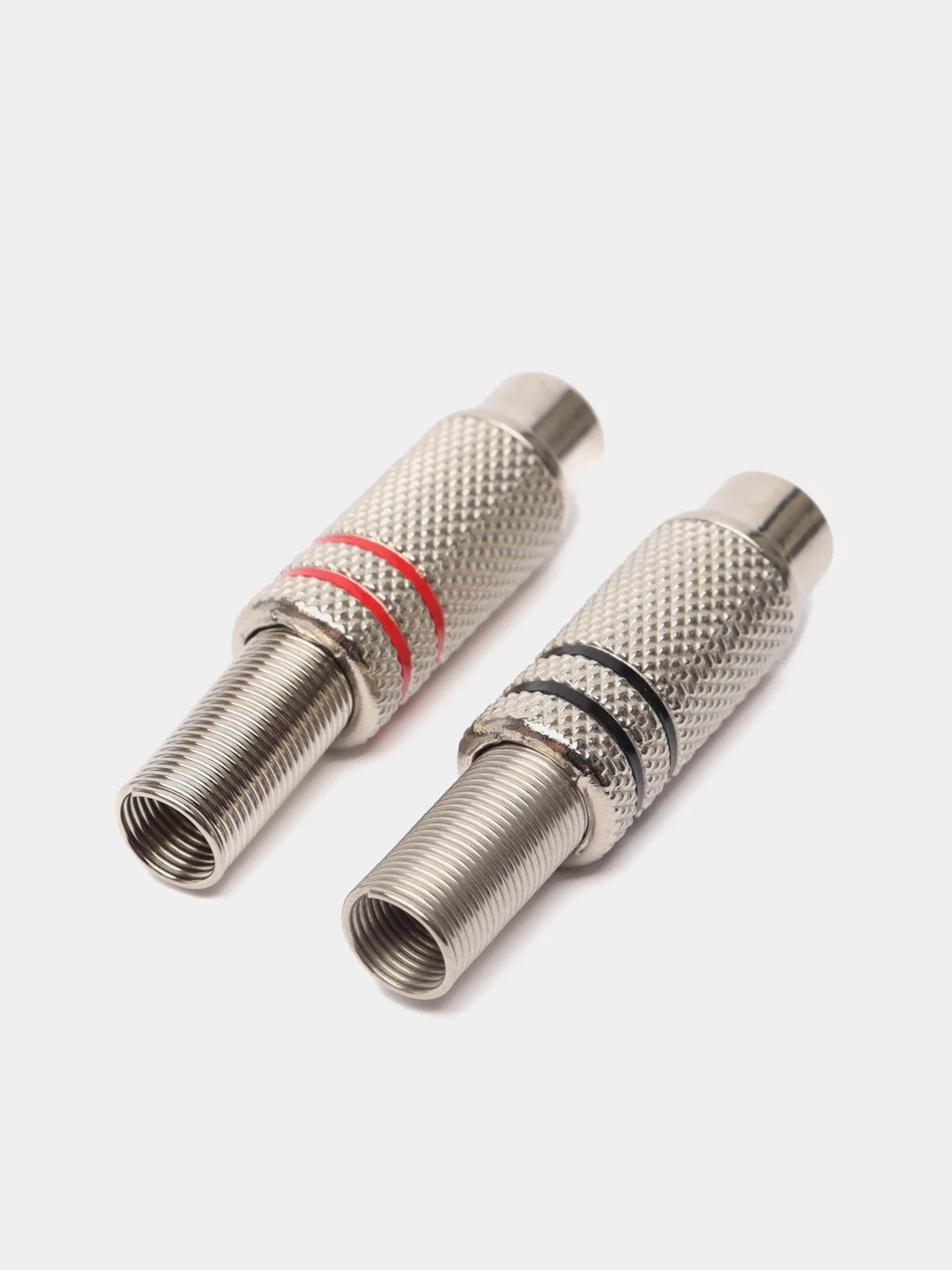 Разъем RCA гнездо тюльпан металл 2 штуки (красный + черный)