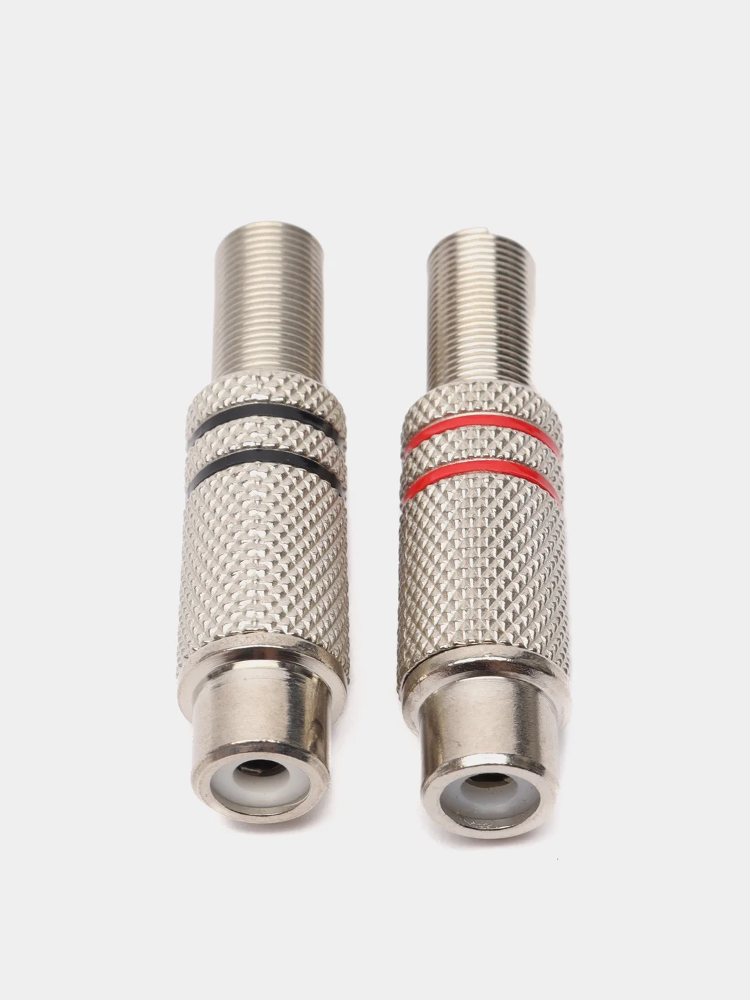Разъем RCA гнездо тюльпан металл 2 штуки (красный + черный)