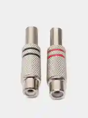 Разъем RCA гнездо тюльпан металл 2 штуки (красный + черный)