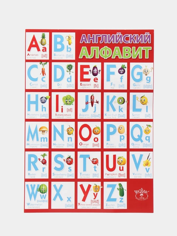 Карточка обучающая А4, плакат "Английский алфавит"