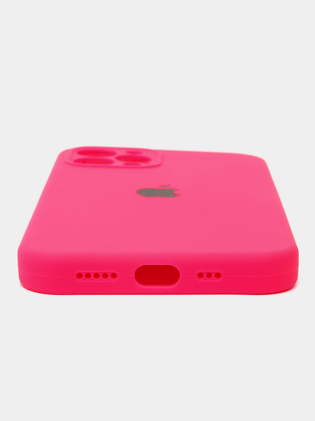 Алый чехол для iPhone (Айфон) 12, 13, 14, Pro, Max, силиконовый + микрофибра, с защитой камеры