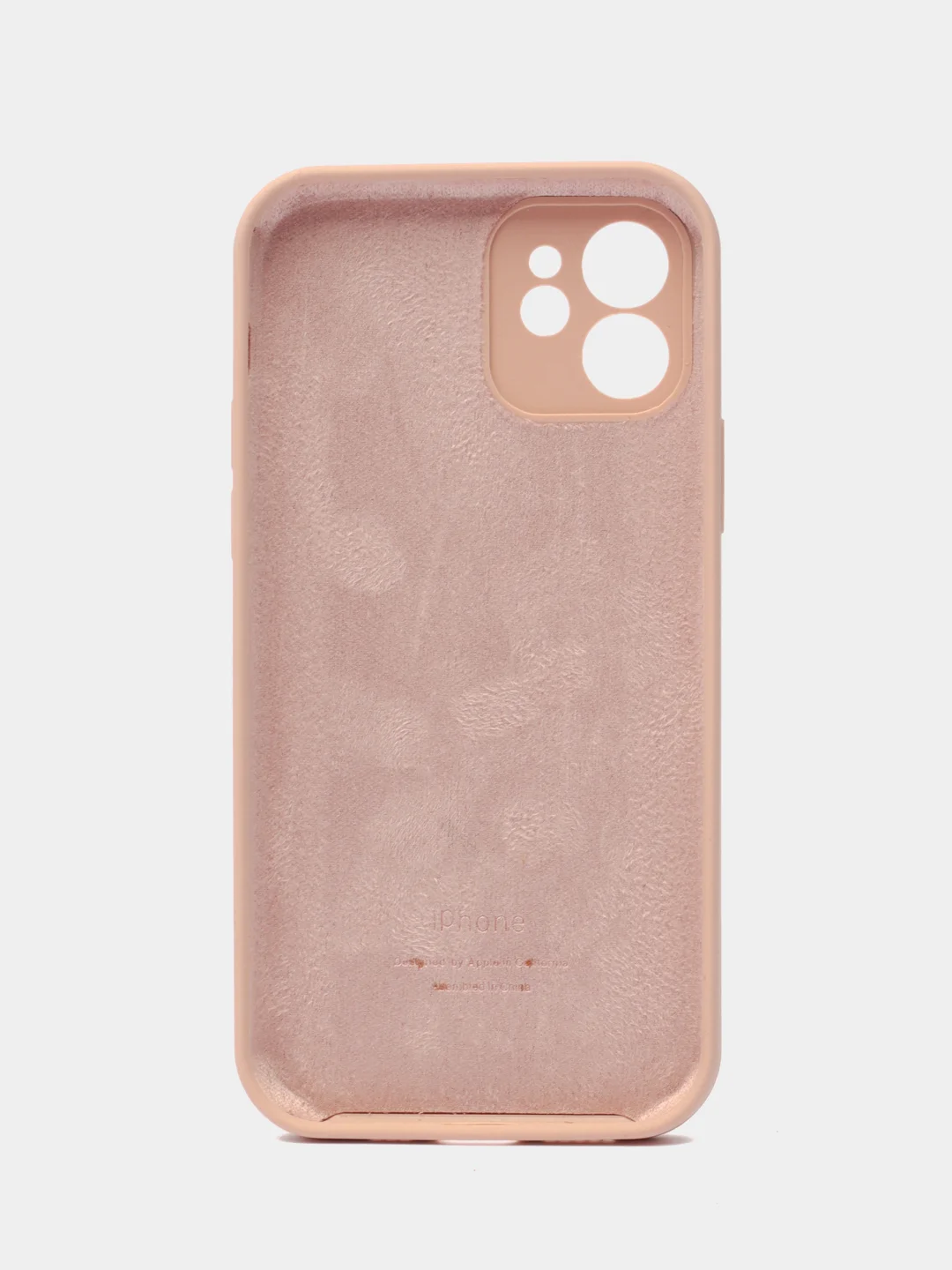 Бежевый меланж чехол для iPhone (Айфон) 12, 13, 14, Pro, Max, силиконовый + микрофибра, с защитой камеры