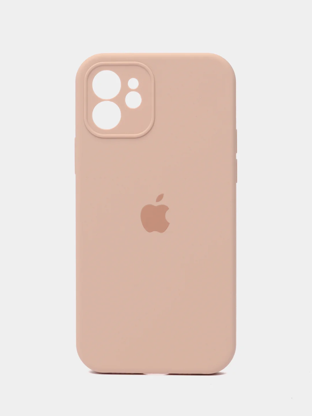 Бежевый меланж чехол для iPhone (Айфон) 12, 13, 14, Pro, Max, силиконовый + микрофибра, с защитой камеры