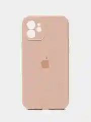 Бежевый меланж чехол для iPhone (Айфон) 12, 13, 14, Pro, Max, силиконовый + микрофибра, с защитой камеры