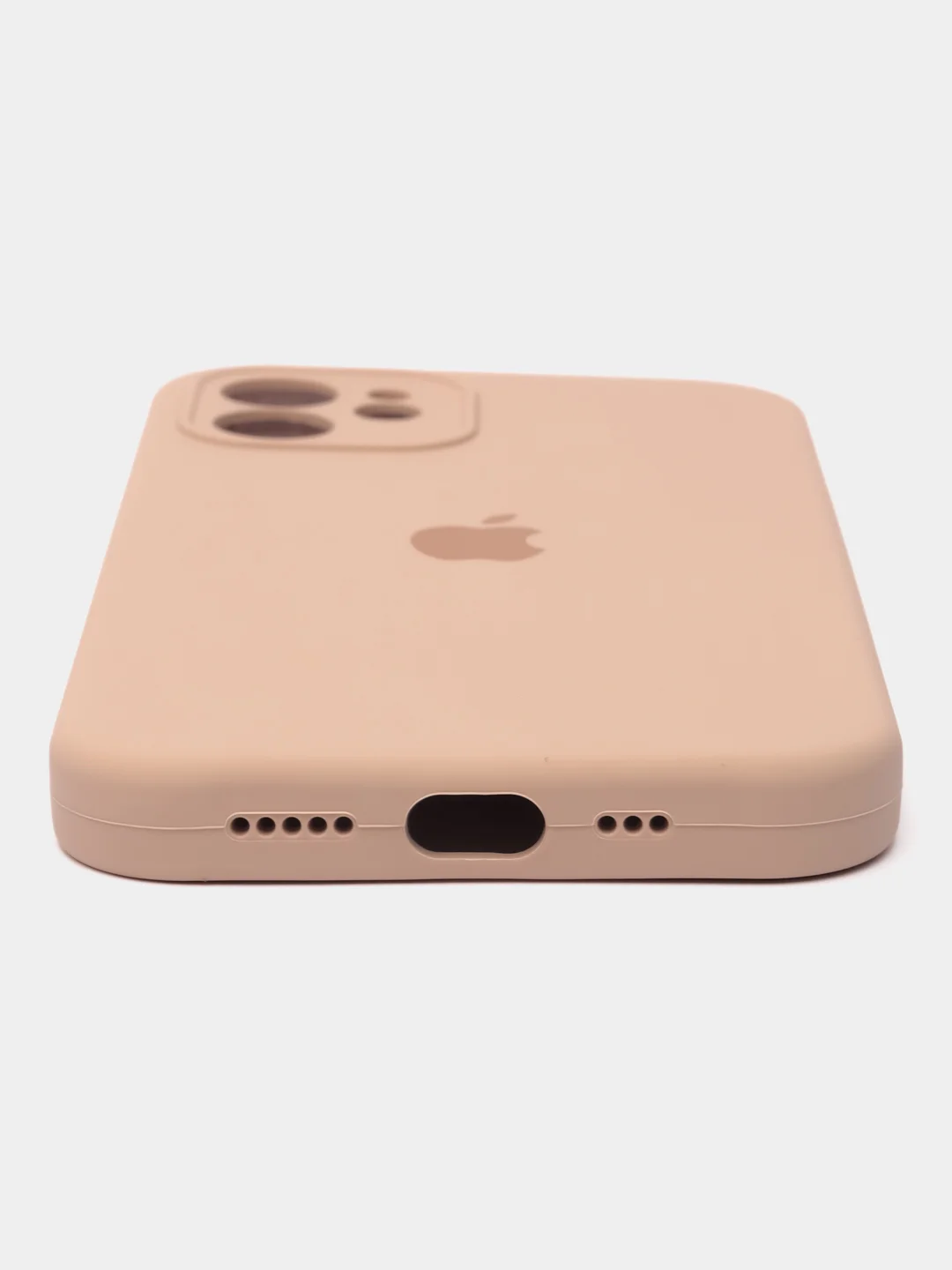 Бежевый меланж чехол для iPhone (Айфон) 12, 13, 14, Pro, Max, силиконовый + микрофибра, с защитой камеры