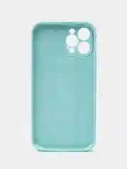 Бирюзовый чехол для iPhone (Айфон) 12, 13, 14, Pro, Max, силиконовый + микрофибра, с защитой камеры